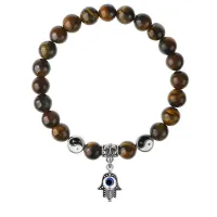 Браслет Хамса (от сглаза и зла), Тигровый глаз 8мм BSP1-13-3006