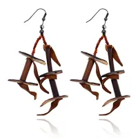 Серьги Этно с бисером, цвет коричневый UD150