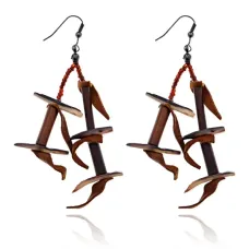 Серьги Этно с бисером, цвет коричневый UD150