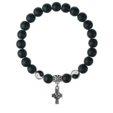 Браслет Крест (мудрость, гармония, процветание), Шунгит 8мм BSP1-14-3004