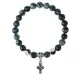 Браслет Крест (мудрость, гармония, процветание), Снежный обсидиан 8мм BSP1-17-3004