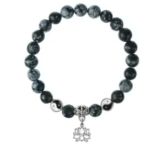 Браслет Лотос (гармония и развитие), Снежный обсидиан 8мм BSP1-17-3005