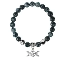 Браслет Знак Богини (магическая защита), Снежный обсидиан 8мм BSP1-17-3008