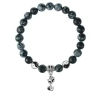 Браслет Кошка (гармония, покой, уют), Снежный обсидиан 8мм BSP1-17-3010