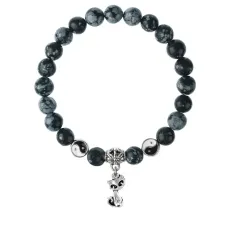 Браслет Кошка (гармония, покой, уют), Снежный обсидиан 8мм BSP1-17-3010