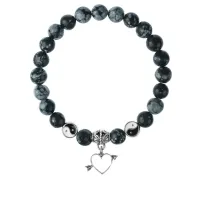 Браслет Сердце (любовь), Снежный обсидиан 8мм BSP1-17-3011