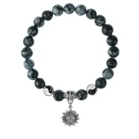 Браслет Глаз (от сглаза и порчи), Снежный обсидиан 8мм BSP1-17-3018