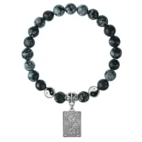 Браслет Таро - Солнце, Снежный обсидиан 8мм BSP1-17-3022