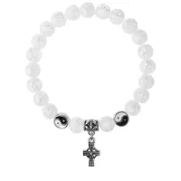 Браслет Крест (мудрость, гармония, процветание), Сахарный кварц 8мм BSP1-18-3004