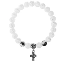 Браслет Крест (мудрость, гармония, процветание), Сахарный кварц 8мм BSP1-18-3004