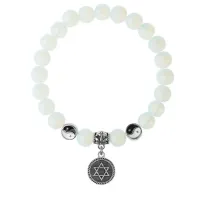 Браслет Звезда Давида (от сглаза и зла), Лунный камень 8мм BSP1-20-3012