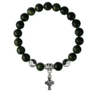 Браслет Крест (мудрость, гармония, процветание), Змеевик 8мм BSP1-21-3004