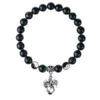 Браслет Дракон (удача, могущество, успех), Черный агат 8мм BSP1-22-3001