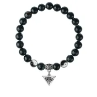 Браслет Глаз (от сглаза и порчи), Черный агат 8мм BSP1-22-3009