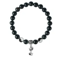 Браслет Кошка (гармония, покой, уют), Черный агат 8мм BSP1-22-3010