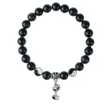 Браслет Кошка (гармония, покой, уют), Черный агат 8мм BSP1-22-3010