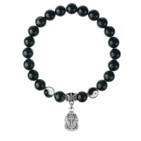 Браслет Фараон (благополучие, процветание), Черный агат 8мм BSP1-22-3015