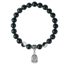 Браслет Фараон (благополучие, процветание), Черный агат 8мм BSP1-22-3015