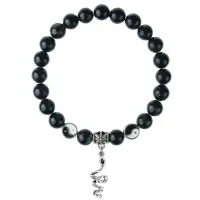 Браслет Змея (мудрость, здоровье, долголетие), Черный агат 8мм BSP1-22-3017