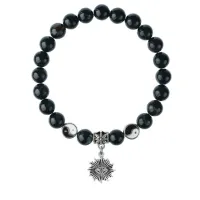 Браслет Глаз (от сглаза и порчи), Черный агат 8мм BSP1-22-3018