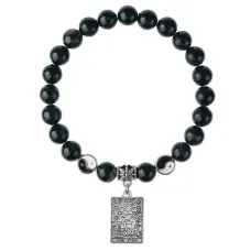 Браслет Таро - Звезда, Черный агат 8мм BSP1-22-3021