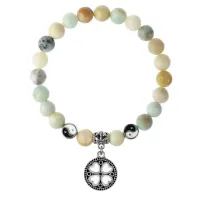 Браслет Клевер (удача, везение), Амазонит 8мм BSP1-23-3003