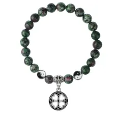 Браслет Клевер (удача, везение), Цоизит 8мм BSP1-24-3003