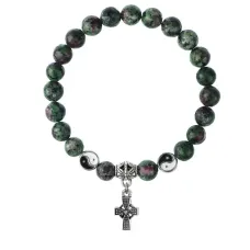 Браслет Крест (мудрость, гармония, процветание), Цоизит 8мм BSP1-24-3004