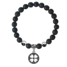 Браслет Клевер (удача, везение), Лава 8мм BSP1-25-3003