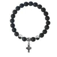 Браслет Крест (мудрость, гармония, процветание), Лава 8мм BSP1-25-3004