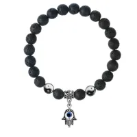 Браслет Хамса (от сглаза и зла), Лава 8мм BSP1-25-3006