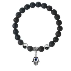 Браслет Хамса (от сглаза и зла), Лава 8мм BSP1-25-3006