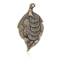 Кулон Лист и 5 монет, 4х2см BJK231