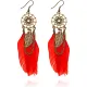 Серьги Ловец снов с перьями, цвет красный SE104-4