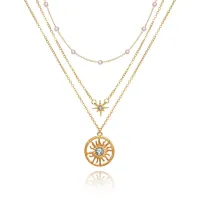 Набор из 3 кулонов Солнце и звезда с жемчугом, цвет золотой BJK303