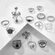 Набор из 14 колец, металл, цвет серебряный KLN047