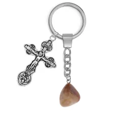 Брелок Крест с нат.камнем Оникс BKL-01-15