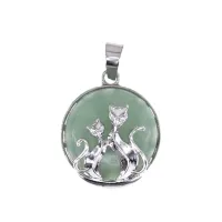 Кулон Кошки с нат.камнем Нефрит BJK205-08