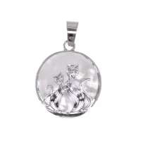 Кулон Кошки с нат.камнем Горный хрусталь BJK205-09