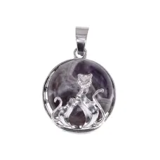 Кулон Кошки с нат.камнем Аметист BJK205-10