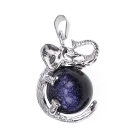 Кулон Слон с шаром из синт.камня Синий авантюрин BJK206-01