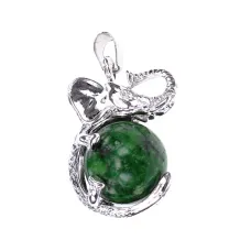 Кулон Слон с шаром из синт.камня Цоизит BJK206-07