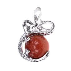 Кулон Слон с шаром из синт.камня Коричневый авантюрин BJK206-08