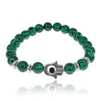 Браслет Глаз Фатимы из малахита, 8мм BJBS-247