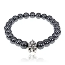 Браслет Шлем из немагнитного гематита, 8мм BJBS-248