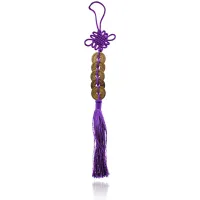 Подвеска Фэн-Шуй Пять Монет и Узел, 30см, цвет фиолетовый FEP024-06