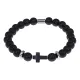 Христианский браслет Крест с синт.камнем Шунгит 8мм BSHE-14-24