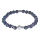 Христианский браслет Крест с нат.камнем синий Африканский агат 8мм BSHE-14-27