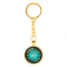 Круглый брелок, цвет золото, с цепочкой, Спаси и Сохрани C1001020