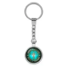 Круглый брелок, цвет серебро, с цепочкой, Спаси и Сохрани C1001022